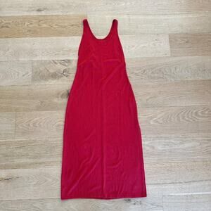 Reformation - Ribbed Tank Midi Dress with Slit in Red
